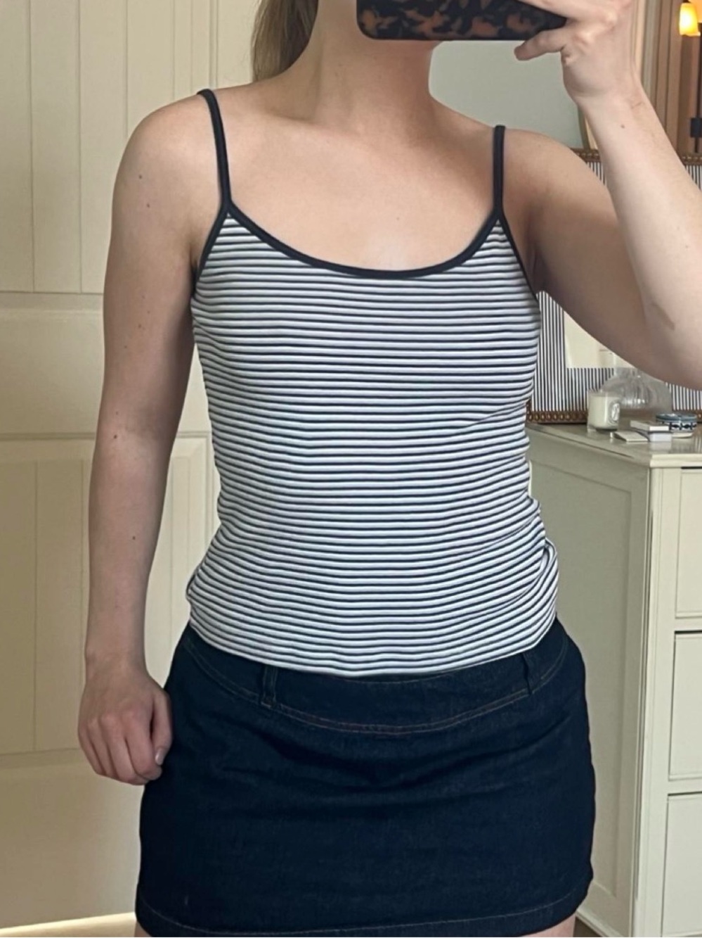 Brandy Melville Navy & White Striped Spaghetti Strap Cami